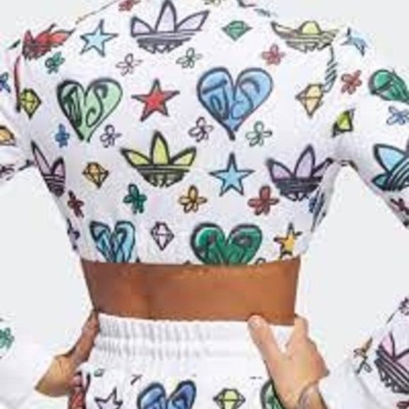 ADIDAS Originals Women's JEREMY SCOTT MONO CROP TRACK TOP Small HL6475 - Picture 2 of 5